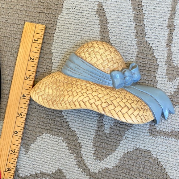 BURWOOD Vintage Straw Hats with Ribbons Wall Hanging 1980's MADE IN USA Set of 3 - Picture 9 of 10